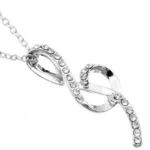 Silver Crystal Clef Note Necklace Musician Music Teacher Graduation Gift Plated